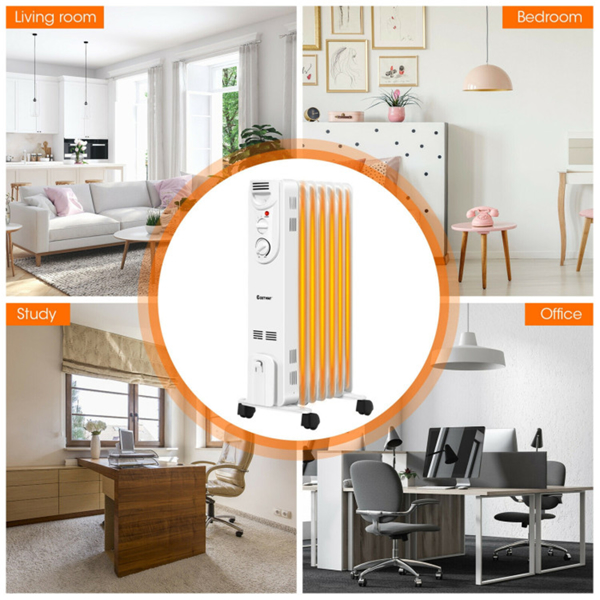 1500W电热空间加热器-3种加热模式，静音操作，轮子和手柄便于移动，（白色）-10