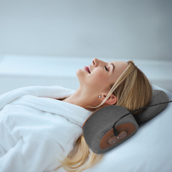 （物流随机发，自提可发加拿大）-3 合 1 颈部按摩枕，带振动、气囊和加热功能 - 缓解颈部疼痛的人体工学颈椎支撑枕，记忆海绵和亲肤套，便携式，适合办公室、旅行和家庭使用--深灰色-3