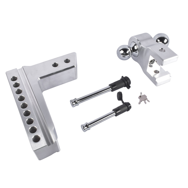 拖车挂接装置 Adjustable Trailer Hitch Aluminum Fit 2.5" Receiver 8" Drop/Rise 18500 LBS 2" & 2-5/16" Dual Ball-11