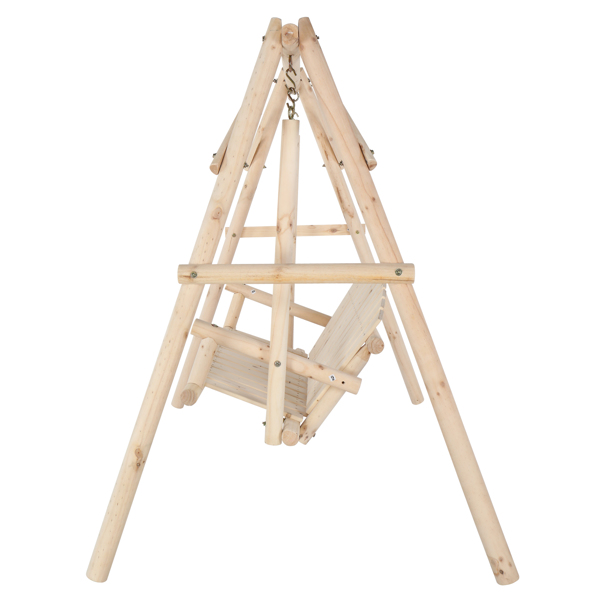 6.5ft 实木 秋千架 原木色 秋千套装 600lbs 仿古风格-6