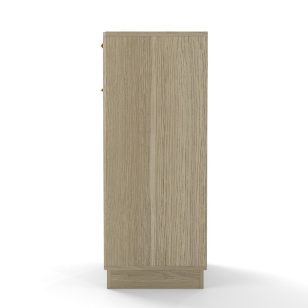 10加仑木纹倾斜式垃圾桶柜，带波浪纹理抽屉和拉出式垃圾桶 - 橡木饰面多功能厨房/浴室收纳柜-8