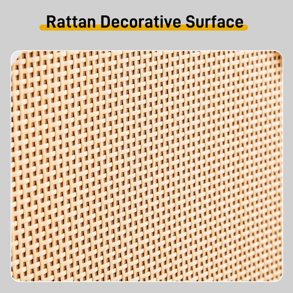2排4个翻斗带高脚拱形藤面 鞋柜 刨花板+塑料藤 105*24*98cm 白色框架+原木色藤面+白色高脚 鞋柜-9
