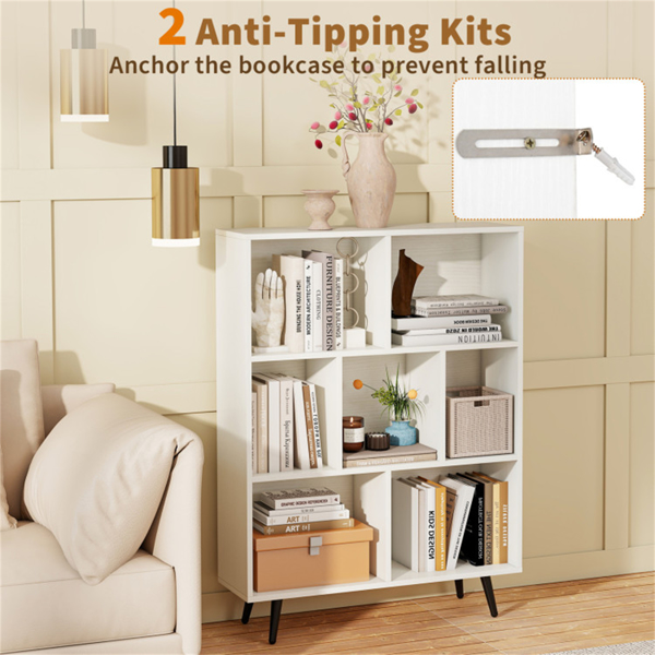 7立方书架3层现代储物架，带4个金属腿书架-7