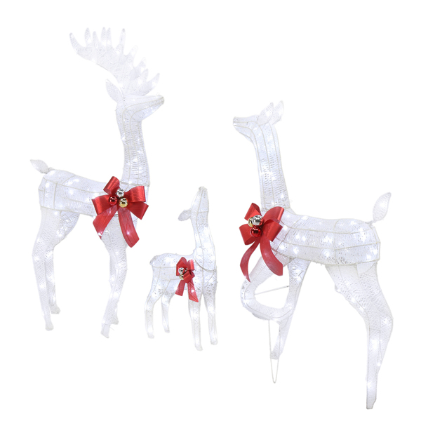 3pcs家庭麋鹿 54*38*122cm 白色 铁架 棉线 葱粉 圣诞灯饰麋鹿 30V 30V,3.6W 庭院麋鹿装饰-2