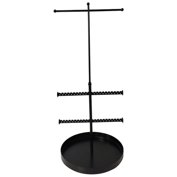 可伸缩拆卸圆盘首饰架桌面珠宝收纳架铁艺项链饰品展示架子 黑色-4