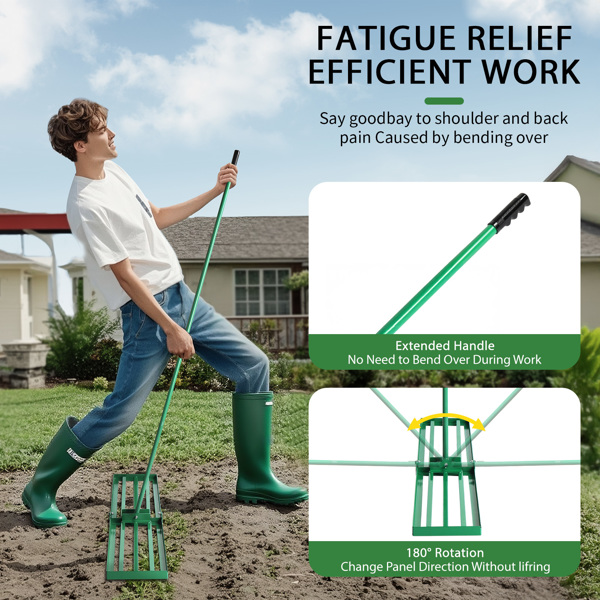 36*9.8*75inch 绿色草坪平整器 杆子拆装 铁 杆式工具-10