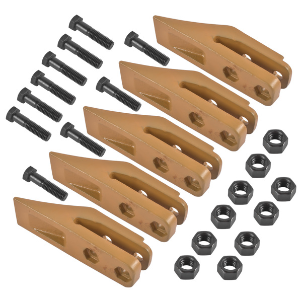斗齿 6684447 Skid Steer Bucket Teeth 5PK with Bolt & Nuts 10PK 1A1460 1F7958 Fit for 5/8" Bucket Lip-5