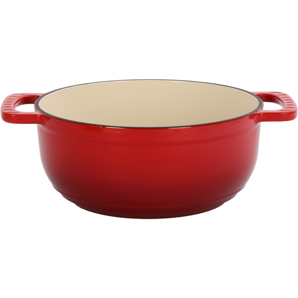 铸铁 6QT 烹饪锅具 红色渐变 含两个硅胶手套 珐琅锅-4