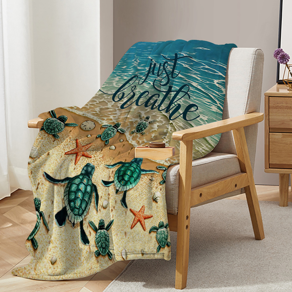 自产法莱绒毛毯 DOFT1064小龟赴海 150X200cm（temu仅可自提）-2