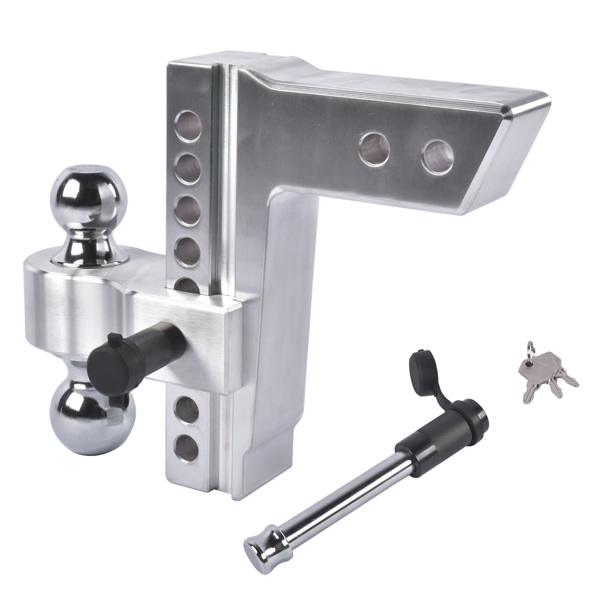 拖车挂接装置 Adjustable Trailer Hitch Aluminum Fit 2.5" Receiver 8" Drop/Rise 18500 LBS 2" & 2-5/16" Dual Ball-4
