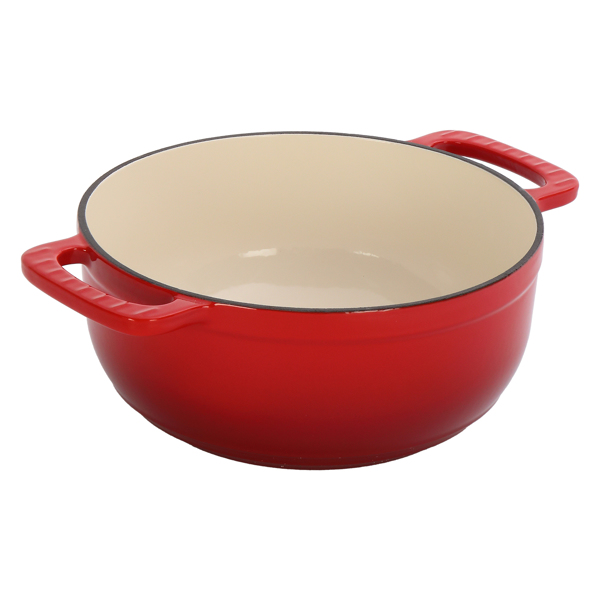 铸铁 6QT 烹饪锅具 红色渐变 含两个硅胶手套 珐琅锅-2