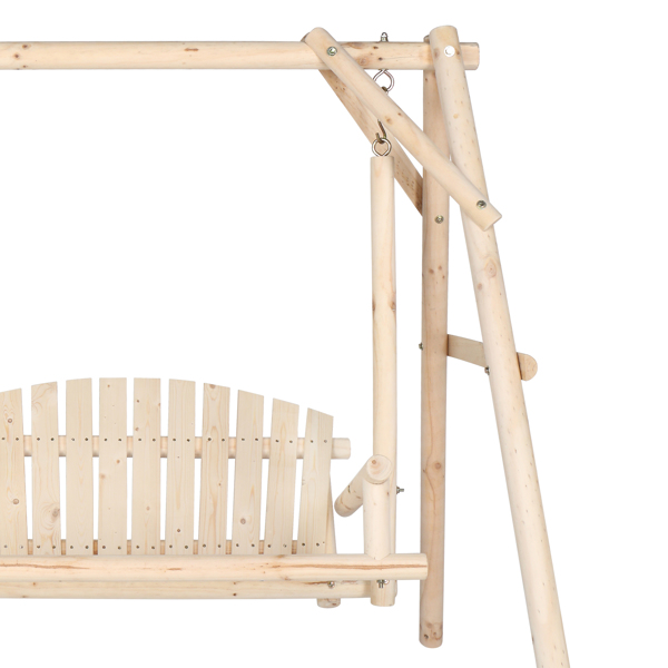 6.5ft 实木 秋千架 原木色 秋千套装 600lbs 仿古风格-14