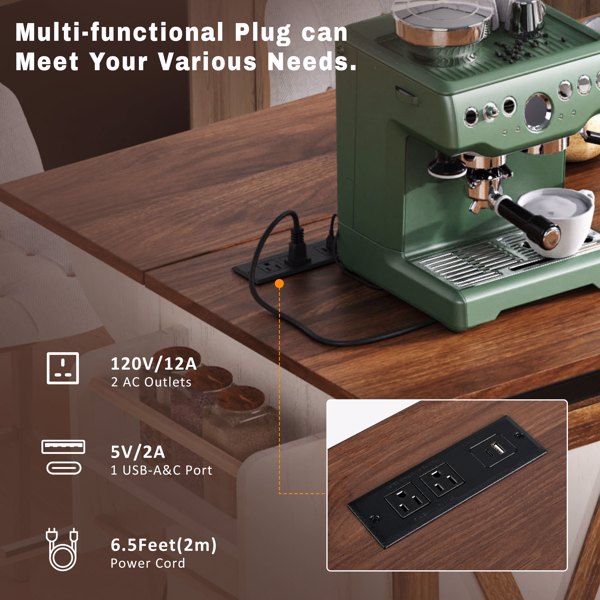 K&K 55.5 英寸农舍厨房岛，带折叠板，厨房储物岛，带谷仓门，电源插座，带香料架的带轮厨房推车，适用于家庭、厨房、餐厅，白色-24