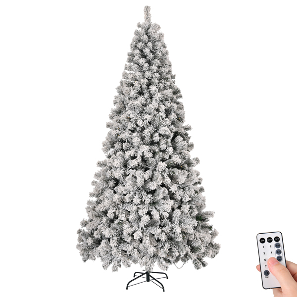 8ft 绿色植绒 500灯 暖白双色8模式 1300枝头 自动树结构 PVC材质 圣诞树 美规-5