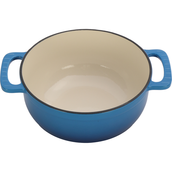 铸铁 6QT 烹饪锅具 渐变蓝 含两个硅胶手套 珐琅锅-3