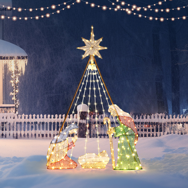 121*30*185cm 耶稣诞生 220皮线灯 10%闪泡灯 撒粉葱布 圣诞灯饰耶稣 4.5V 4.5V,3.6W 美规-9