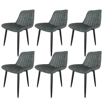 餐椅（一套 6 把）, 带 7 厘米靠背的厨房用椅, 带 5 厘米座垫的餐桌椅, 最大承重 180 千克, 用于餐厅、厨房和客厅的 PU 仿皮软垫椅 承重 180 千克，餐厅、厨房、客厅用 PU 仿皮软垫椅