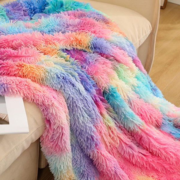 小彩虹毛毯北欧风办公室懒人午睡毯扎染沙发毯子绒毯 扎染深彩虹 130*160cm-5