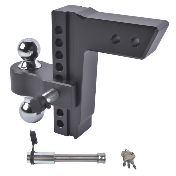 拖车挂接装置 Fits 2.5" Receiver Aluminum Trailer Hitch Adjustable 8" Drop/Rise 2" & 2-5/16" Balls 18500LBS w/2 Locks-3