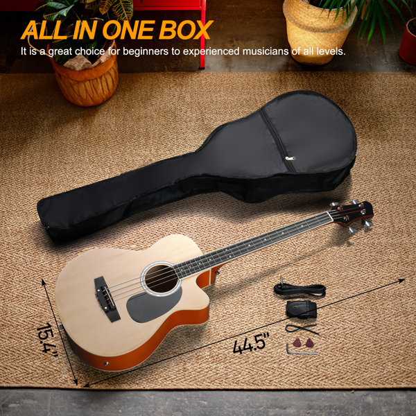 GMB101 4弦带EQ 黄酸枝指板 民谣贝司 亮光原木色 N002-4