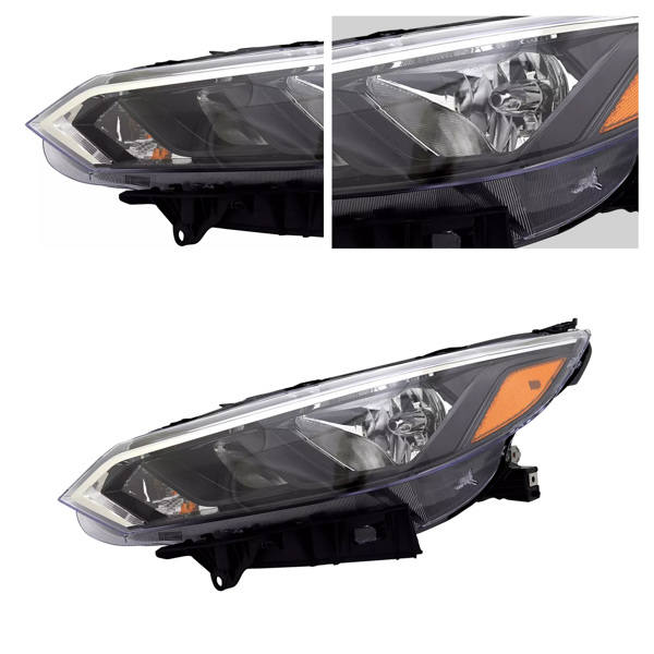 26060-6LY0A 前大灯总成，仅适用于 2024 至 2025 款日产 Sentra S/SV 卤素四针车型，不带灯泡，前大灯左驾驶员侧 260606LY0A NI2502302-1