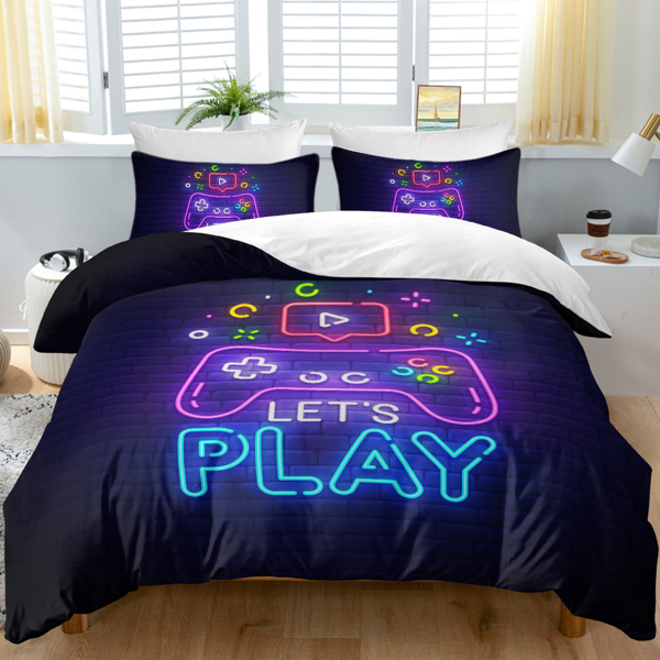 自产床品三件套 HBBJ1004 霓光游戏 美国中号 （temu仅可自提）-2