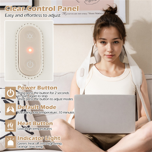 颈肩按摩器-4D深层组织揉捏，2种模式和2级加热（104-113°F），适用于家庭/办公室/旅行的免提带 周末不发货-2