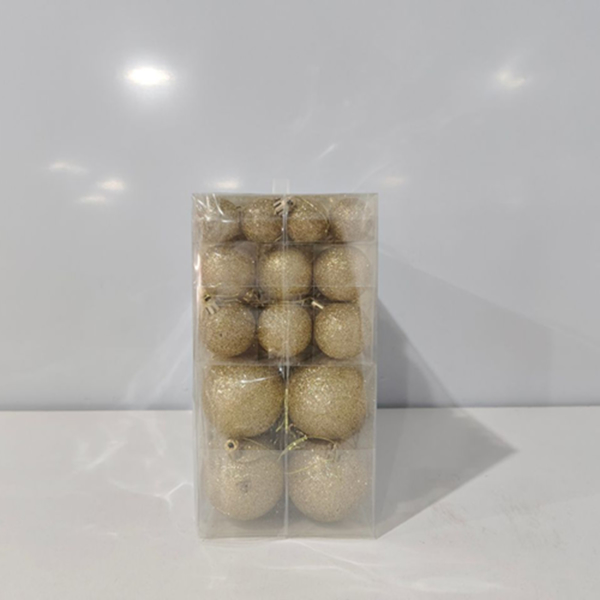 圣诞球礼盒套装电镀镂空塑料球圣诞节装饰 3-6cm100PC镂空球套装【金色】-5
