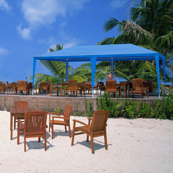 10X20ft 蓝色 6围 仿折叠棚 2门4窗  PE布 喷塑铁管-21