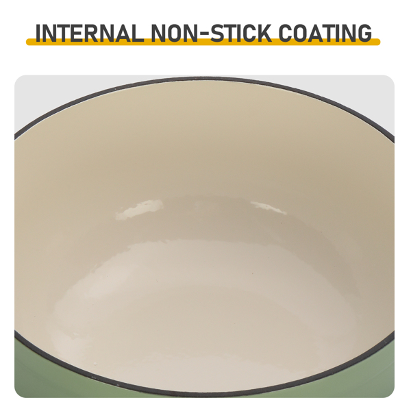 铸铁 7.5QT 烹饪锅具 渐变绿 含两个硅胶手套 珐琅锅-9