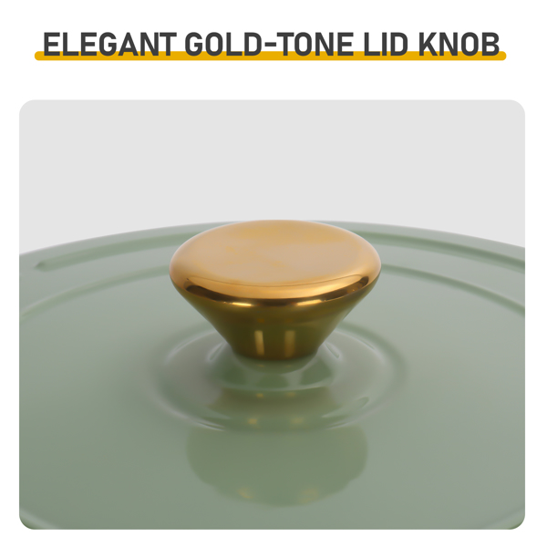 铸铁 7.5QT 烹饪锅具 渐变绿 含两个硅胶手套 珐琅锅-7