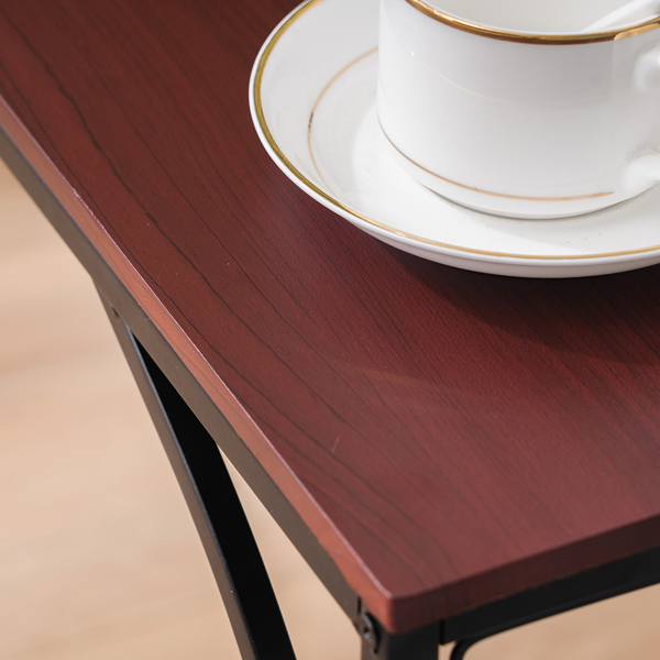 密度板 铁 拆装 单层 C型桌 边几 树叶款 桌面棕色 黑色喷塑 刷金树叶 30.5*21*54cm-24