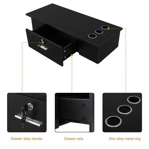 【WC】壁挂式造型理发美容美发Spa沙龙设备 带锁  黑色-14