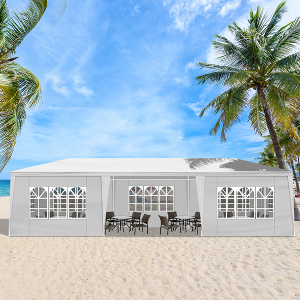 10*30ft  白色 7围  仿折叠棚  7窗  PE布 喷塑铁管-9