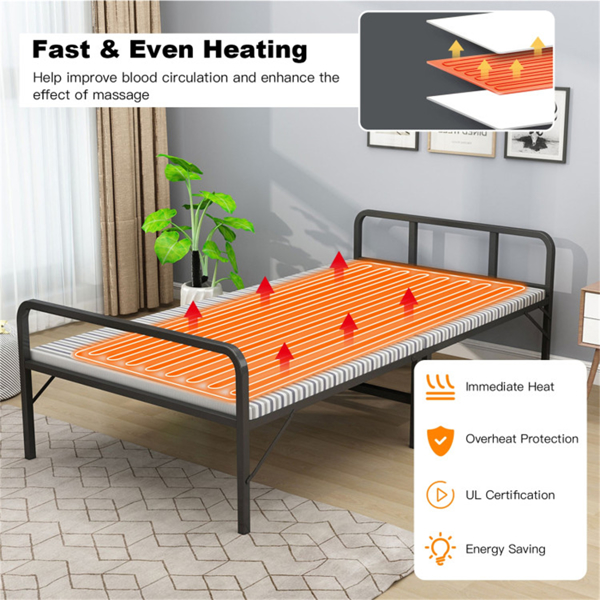 71 x 31英寸按摩床加热器加热垫，5个加热设置，可机洗设计（白色）-9