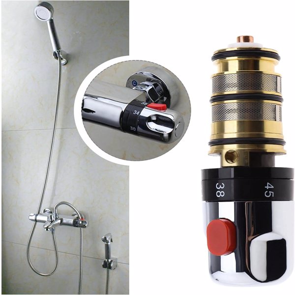 恒温龙头阀芯 太阳能电热水器恒温混水阀阀芯 顶丝石蜡阀芯全铜芯 顶丝阀芯铜色带手轮-4