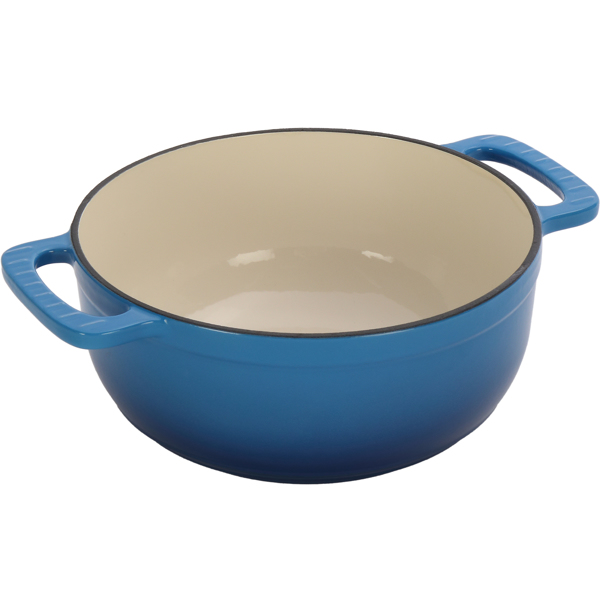 铸铁 6QT 烹饪锅具 渐变蓝 含两个硅胶手套 珐琅锅-2