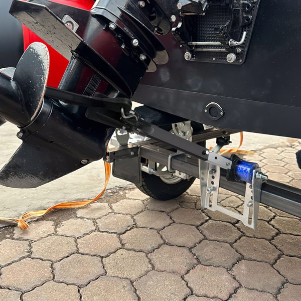 （物流随机发，自提可发加拿大）-船横梁保护器，28-40in可调节舷外电机支架-重型钢，减震橡胶带，2种安装选项（拖车和滚筒），适用于大多数100马力以下的发动机，保护横梁和电机-9