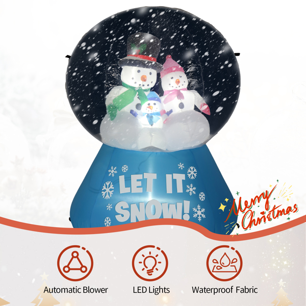 5.9ft  雪人水晶球 下雪 4颗LED灯 束口袋 圣诞充气装饰 12V 12V,2000mA 美规-4