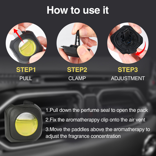 (亚马逊禁售，周末不处理订单)柠檬香气汽车空气清新剂通风夹，6个汽车清新剂通风夹，4毫升，汽车空气净化器，汽车清新剂-2