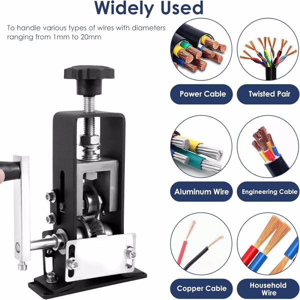 手动剥线机，用于0.04“-1”废铜回收，钻头驱动的便携式剥线工具，带2个刀片（一套机器）-3