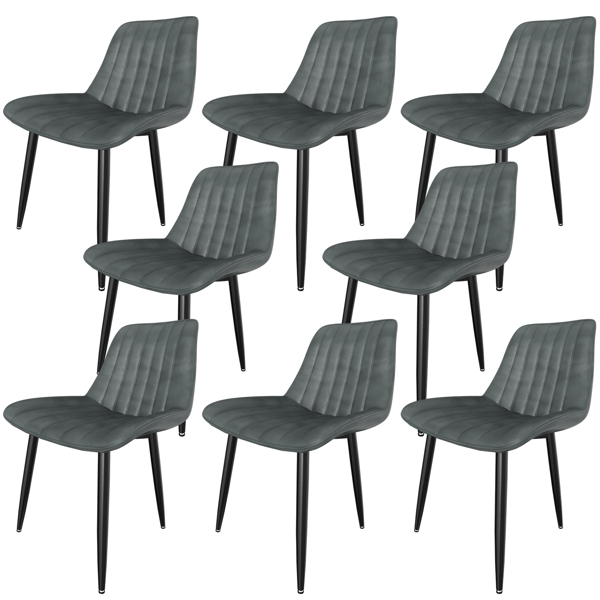 餐椅（一套 8 把）, 带 7 厘米靠背的厨房用椅, 带 5 厘米座垫的餐桌椅, 最大承重 180 千克, 用于餐厅、厨房和起居室的 PU 人造皮软垫椅。承重 180 千克，餐厅、厨房、客厅用 PU 仿皮软垫椅-1