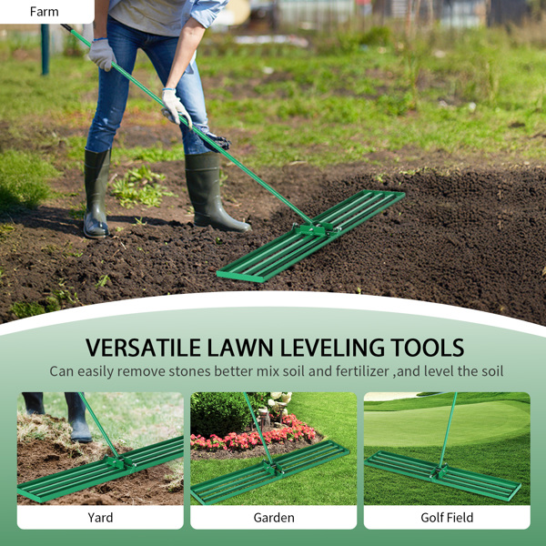 36*9.8*75inch 绿色草坪平整器 杆子拆装 铁 杆式工具-6