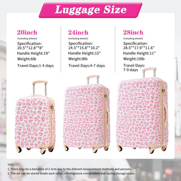 硬壳行李箱套装 3 件万向轮手提箱，带 TSA 锁轻量级 - 20“+24”+28“ 行李箱不支持Self-Pick Up-15