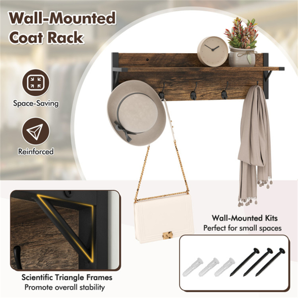 多功能入口储物空间-5钩衣架+2抽屉鞋架，带4个网架（amazon shipping-发货，WALMART禁止销售）周末不发货-7