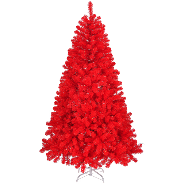 6ft 红色 300灯 暖白双色10模式 800枝头 自动树结构 PVC材质 圣诞树 美规-2