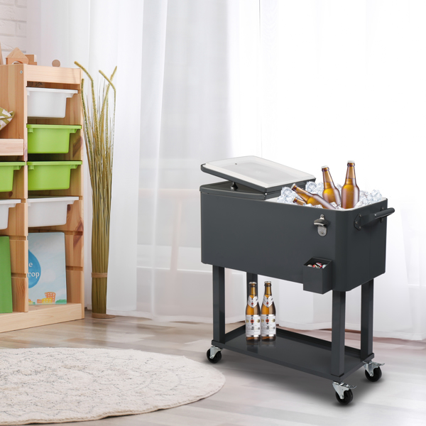 80QT 深灰色 冷冻保温推车 87.5*91*38.5cm 长方形 塑料箱体 铁脚管 冷冻保温-57