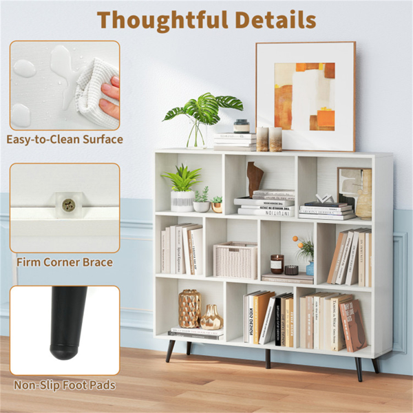 10立方书架3层现代储物架，带5个金属腿书架-6