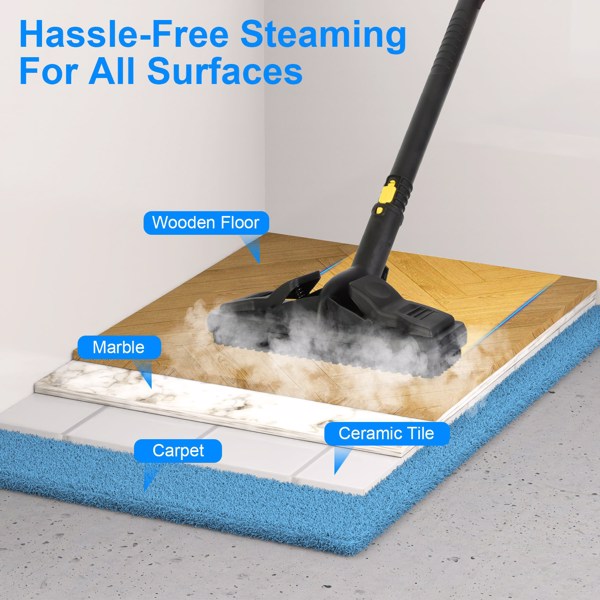 （物流随机发，自提可发加拿大）-1800W高压蒸汽清洁机 - 212℉无化学剂深度清洁，5巴加压，2升304不锈钢水箱，过热保护+16.83英尺电源线，多功能配件适用于家居/汽车/宠物区域-18