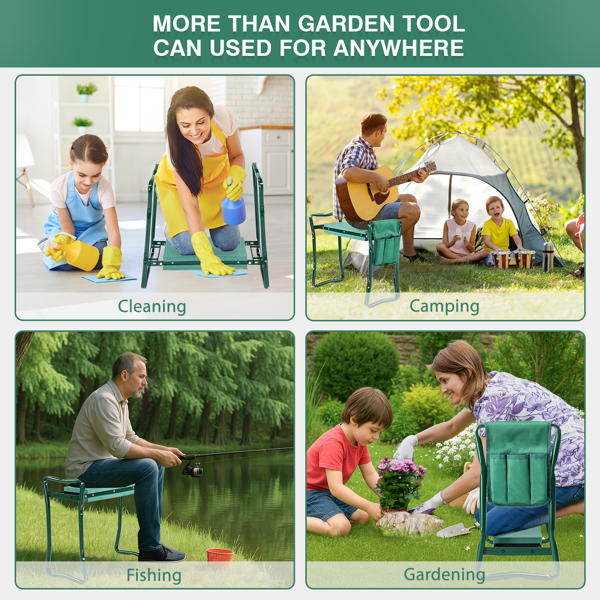 24*10.8*19.7inch 绿色 铁+EVA 折叠 折叠 园林跪凳-2